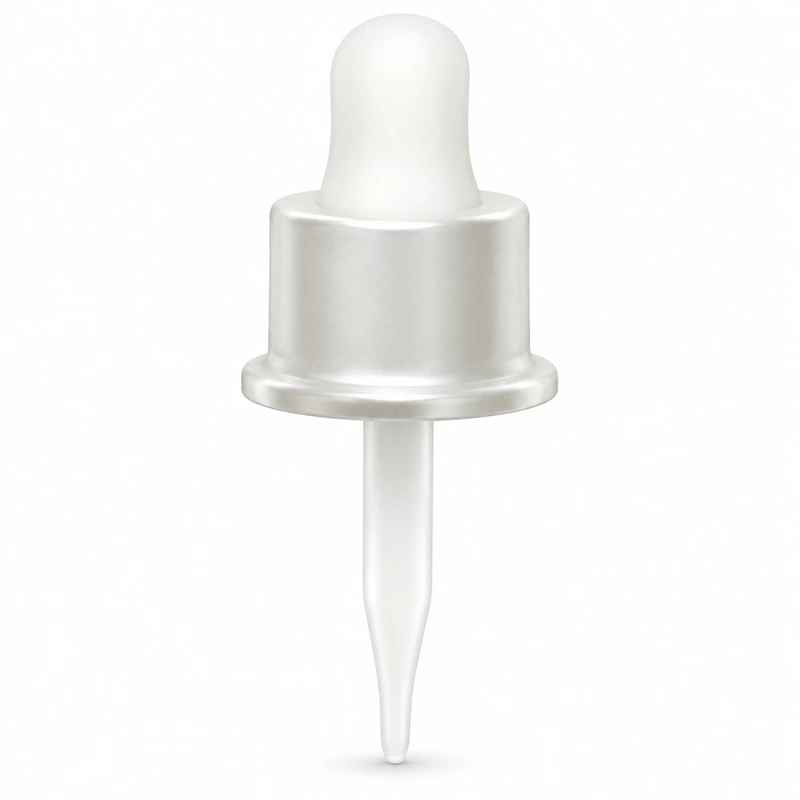 White bulb with silver wide-flange collar and tapered pipette tip