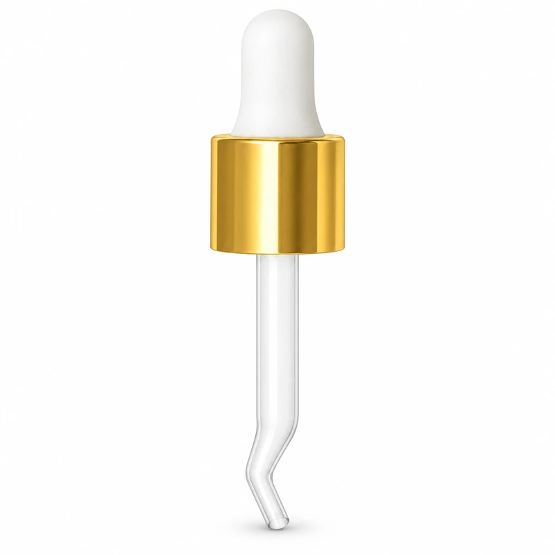White bulb with gold smooth collar and bent pipette tip