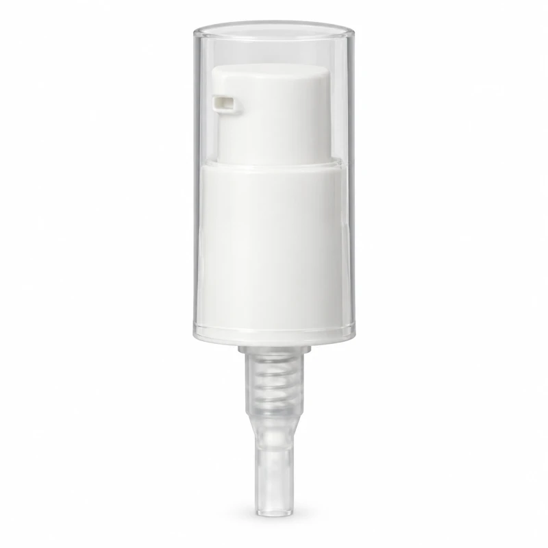 Reference 01 · 15/415: White compact treatment pump with translucent overcap