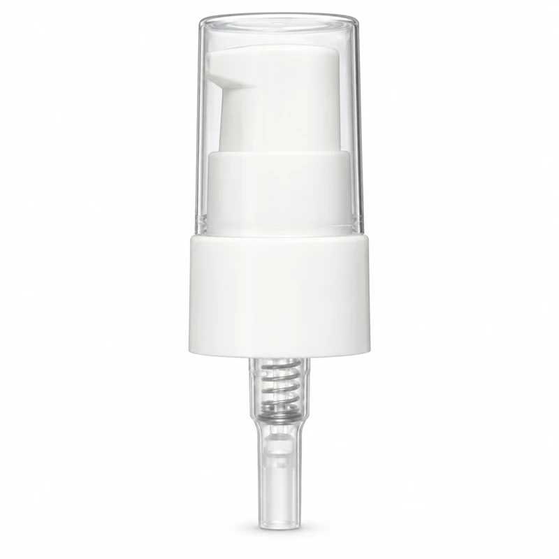Reference 02 · 18/410: White treatment pump with translucent overcap
