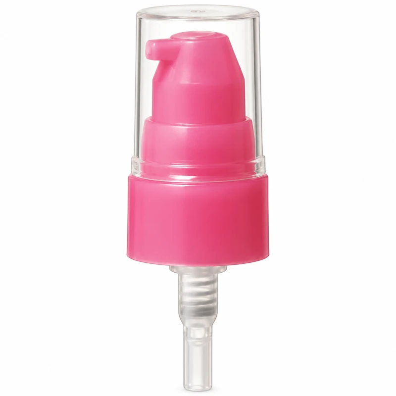 Reference 06 · 20/410s: Pink treatment pump with smooth collar and clear overcap