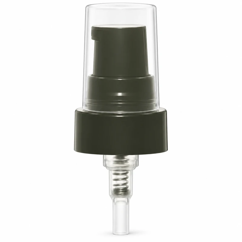 Reference 09 · 22/400s: Black treatment pump with smooth collar and clear overcap