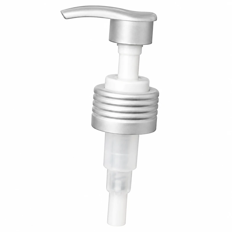 L5A-5: Silver-tone actuator, white stem and horizontally grooved silver-tone collar