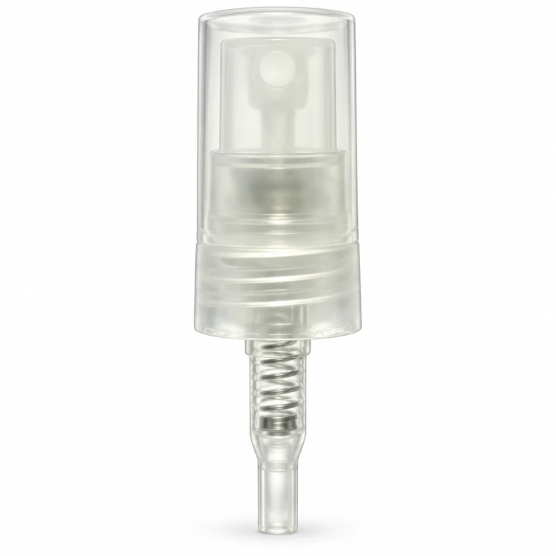 FMA-01 / Reference 02 - 12/415: Clear sprayer and ribbed translucent collar under a clear cap
