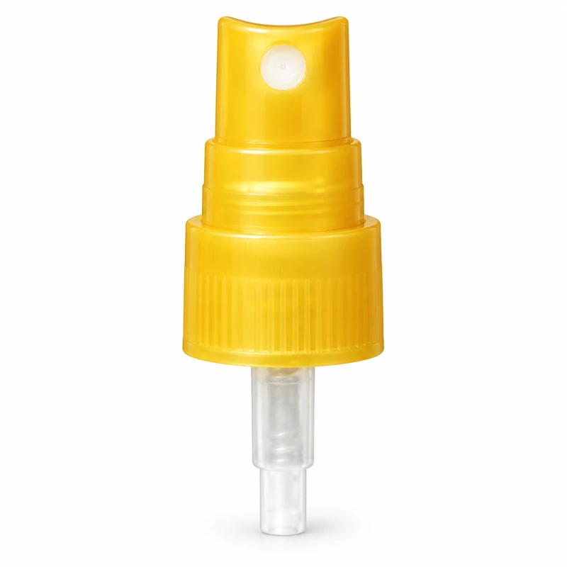 FMA-01 / Reference 17 - 20/410: Golden-yellow uncapped sprayer with a ribbed gold-tone collar