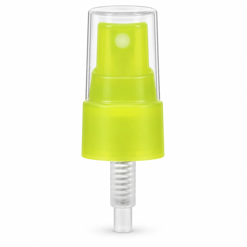FMA-01 / Reference 19 - 20/410s: Yellow-green sprayer with a clear cap and smooth collar