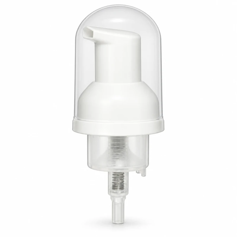FP-33: White foaming pump under a translucent rounded overcap