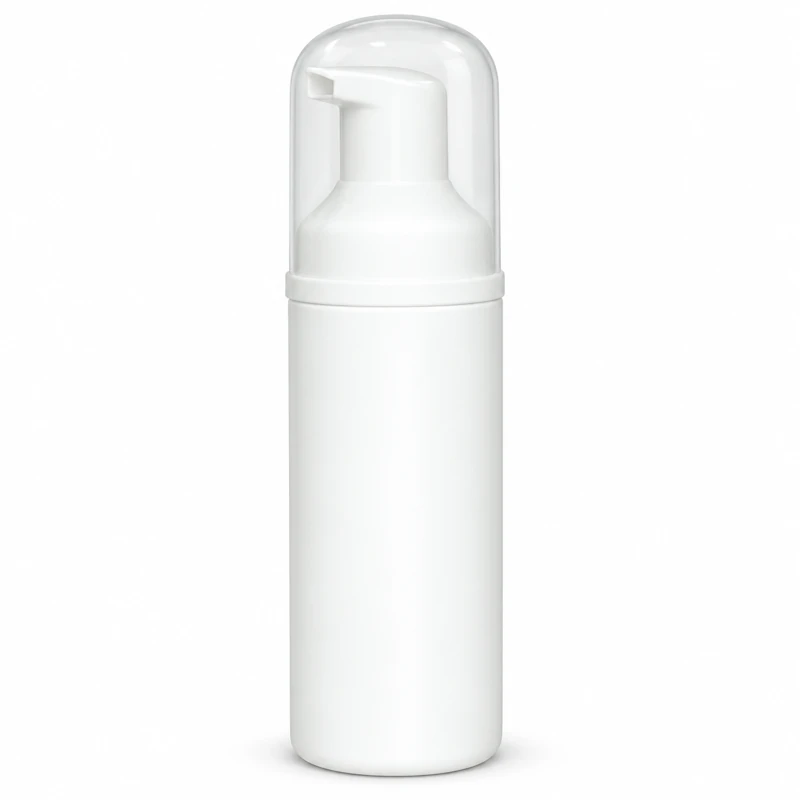 FPP-60: White slim bottle with white foaming pump and translucent overcap