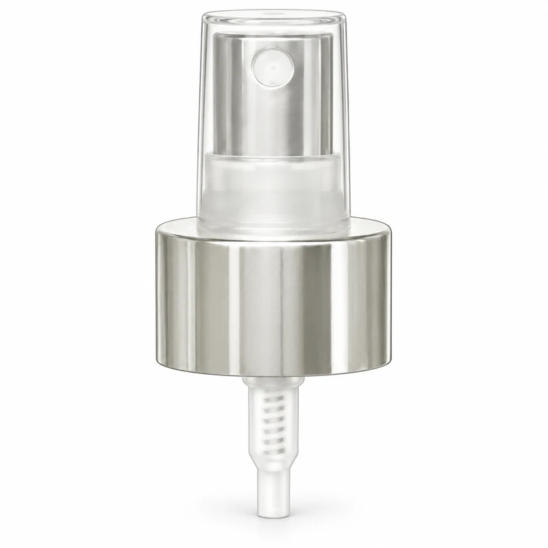 Reference 22 · 28/410: Broad silver-tone sprayer with white spacer and clear overcap