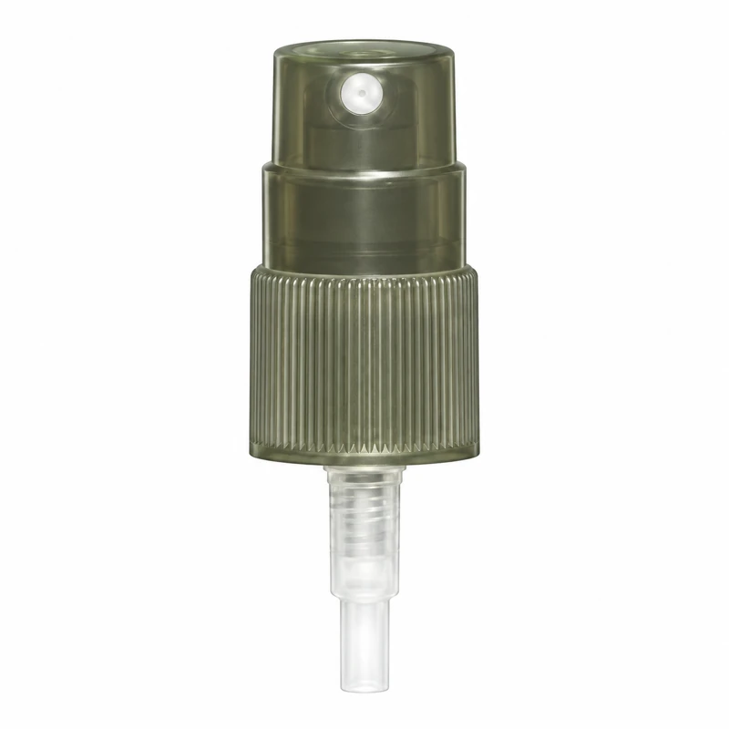 Reference 05 · 15/415: Smoky gray actuator with a ribbed gray collar, shown uncapped