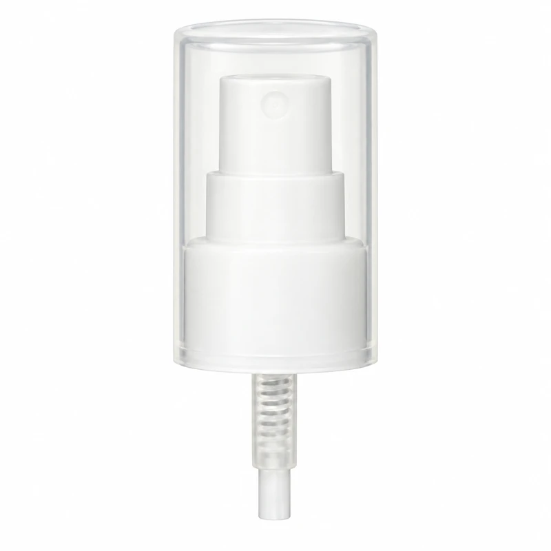 White sprayer with a translucent overcap