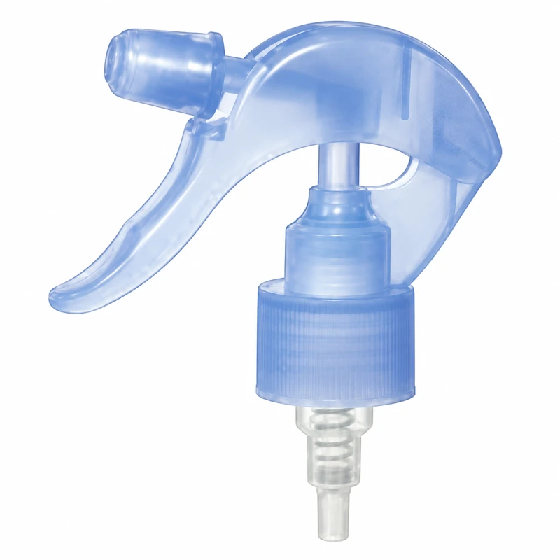SP-3 · Blue: Translucent pale-blue mini sprayer with a curved trigger