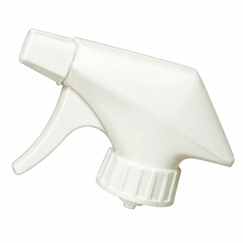 SP-5: All-white conventional trigger sprayer with a ribbed collar